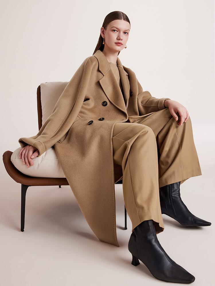 Pure Cashmere Double-Breasted Coat With Beret GOELIA