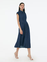 Denim Stretch Women Maxi Shirt Dress GOELIA