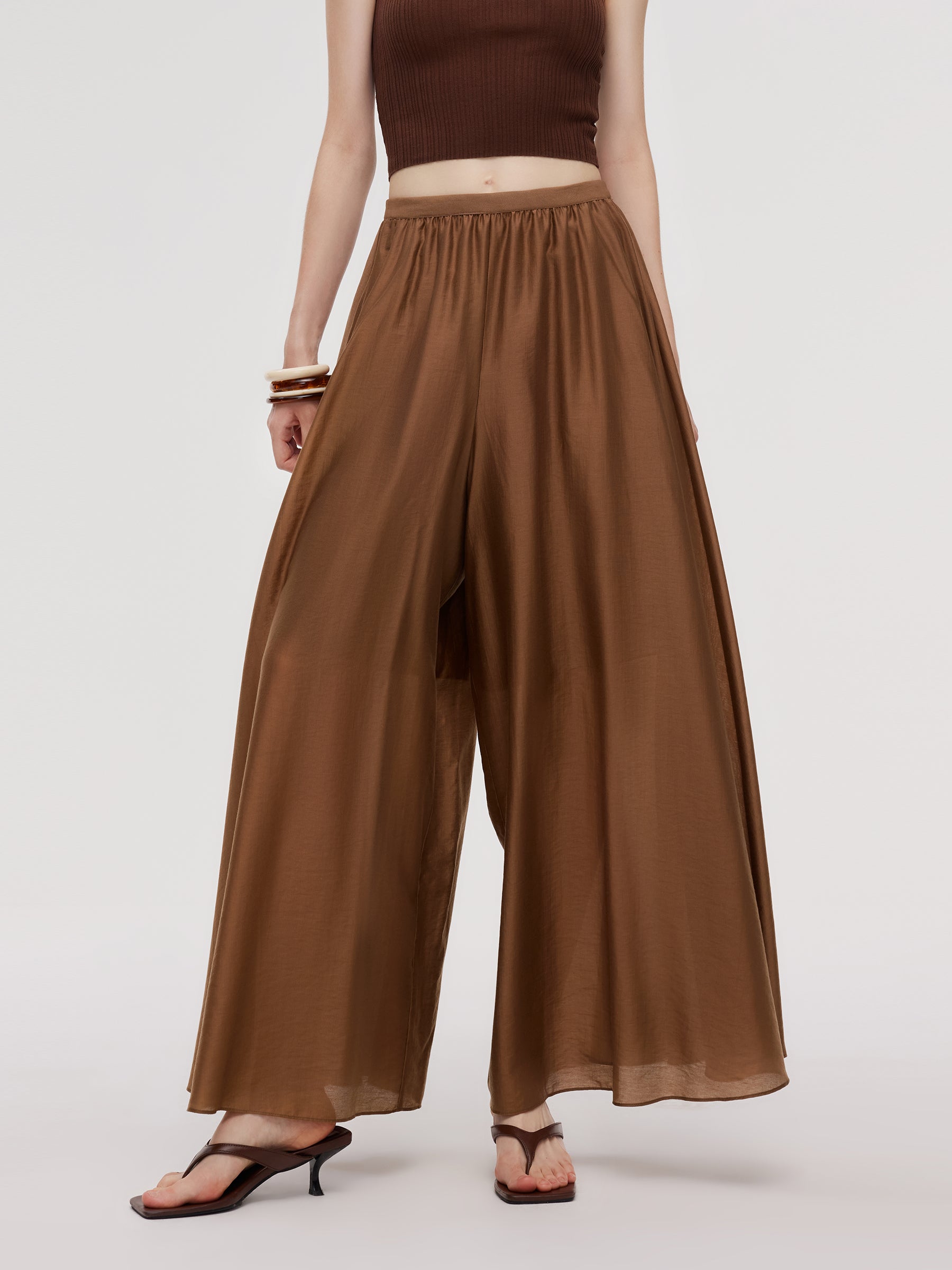 Tencel Blend Elastic Waist Women Culottes GOELIA
