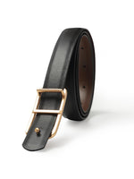 Black And Brown Simple Reversible Leather Belt GOELIA