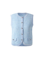 Single-Breasted Round Neck Women Knit Vest GOELIA