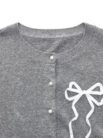 Hand-Sewn Bow Beaded Button Women Cardigan GOELIA