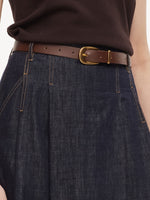 100% Cotton Denim Women Culottes With Belt GOELIA