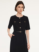 Triacetate Blend Women Midi Dress With Belt GOELIA