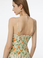 Cotton Floral Print Strap Maxi Dress And Openwork Cardigan Two-Piece Set GOELIA