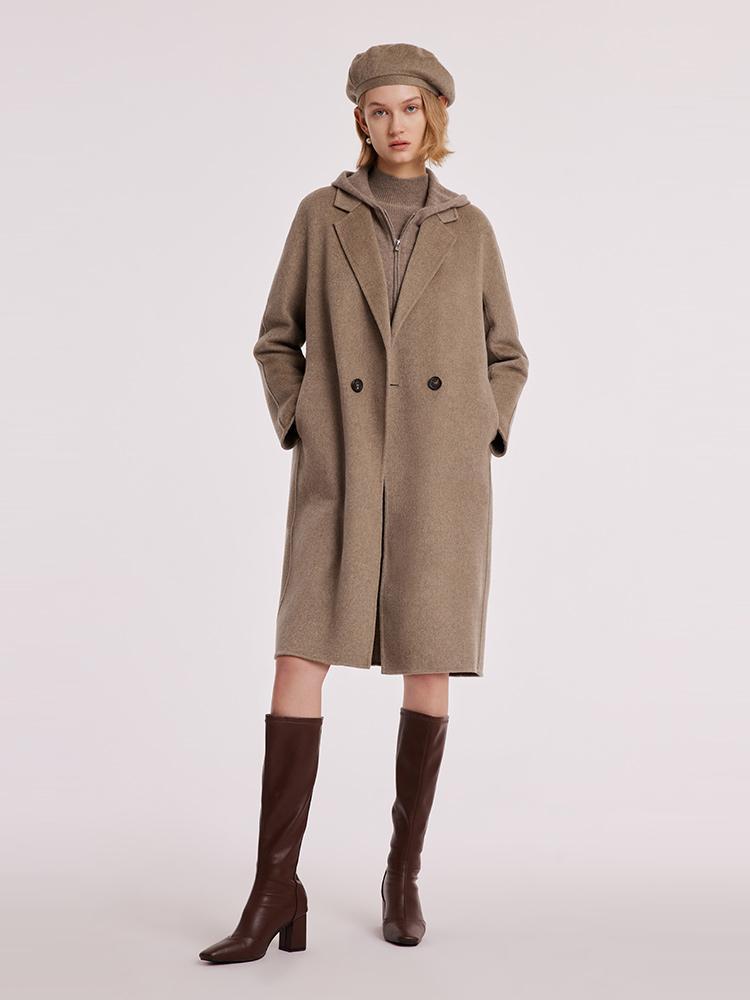 Brown Pure Cashmere Lapel Coat GOELIA