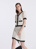 Contrast Trim Embroidered Top And Skirt Two-Piece Set GOELIA