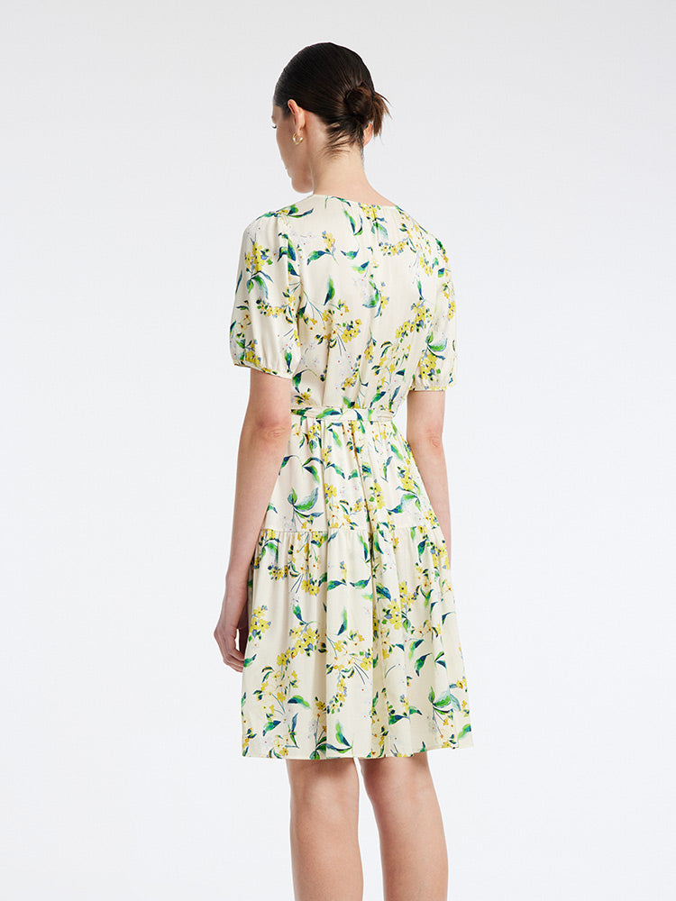 19-Momme Silk Floral Dress GOELIA