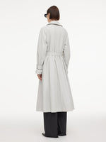 Cotton Blend Relaxed H-line Women Belted Long Trench Coat GOELIA