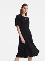 Acetate Gathered Waist Women Midi Dress GOELIA