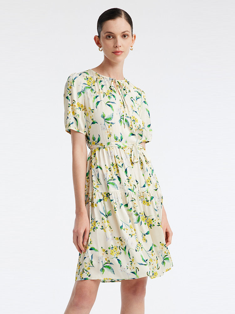 19-Momme Silk Floral Dress GOELIA