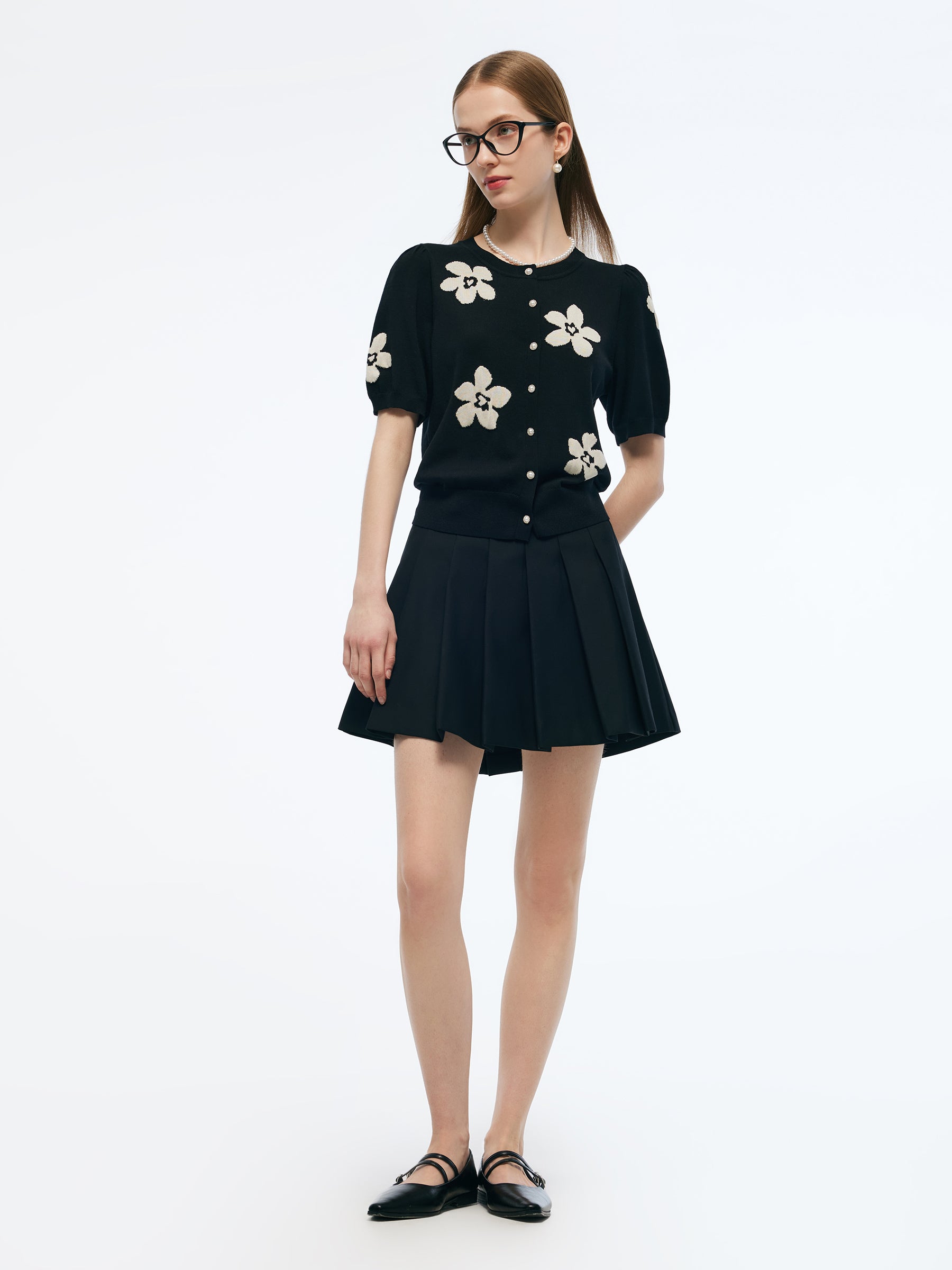 Tencel Mulberry Silk Blend Floral Jacquard Women Cardigan GOELIA