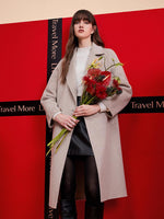 Wool Notched Lapel Double-Faced Women Coat GOELIA
