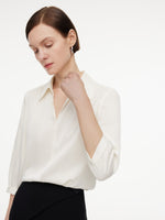 22MM Mulberry Silk Women Blouse With Silk Scarf GOELIA