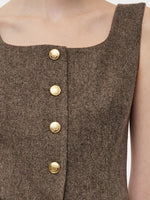 100% Washable Wool Square Neck Women Vest GOELIA