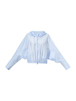 Tencel Acetate Linen Blend Women Zip-Up Hooded Cropped Jacket GOELIA