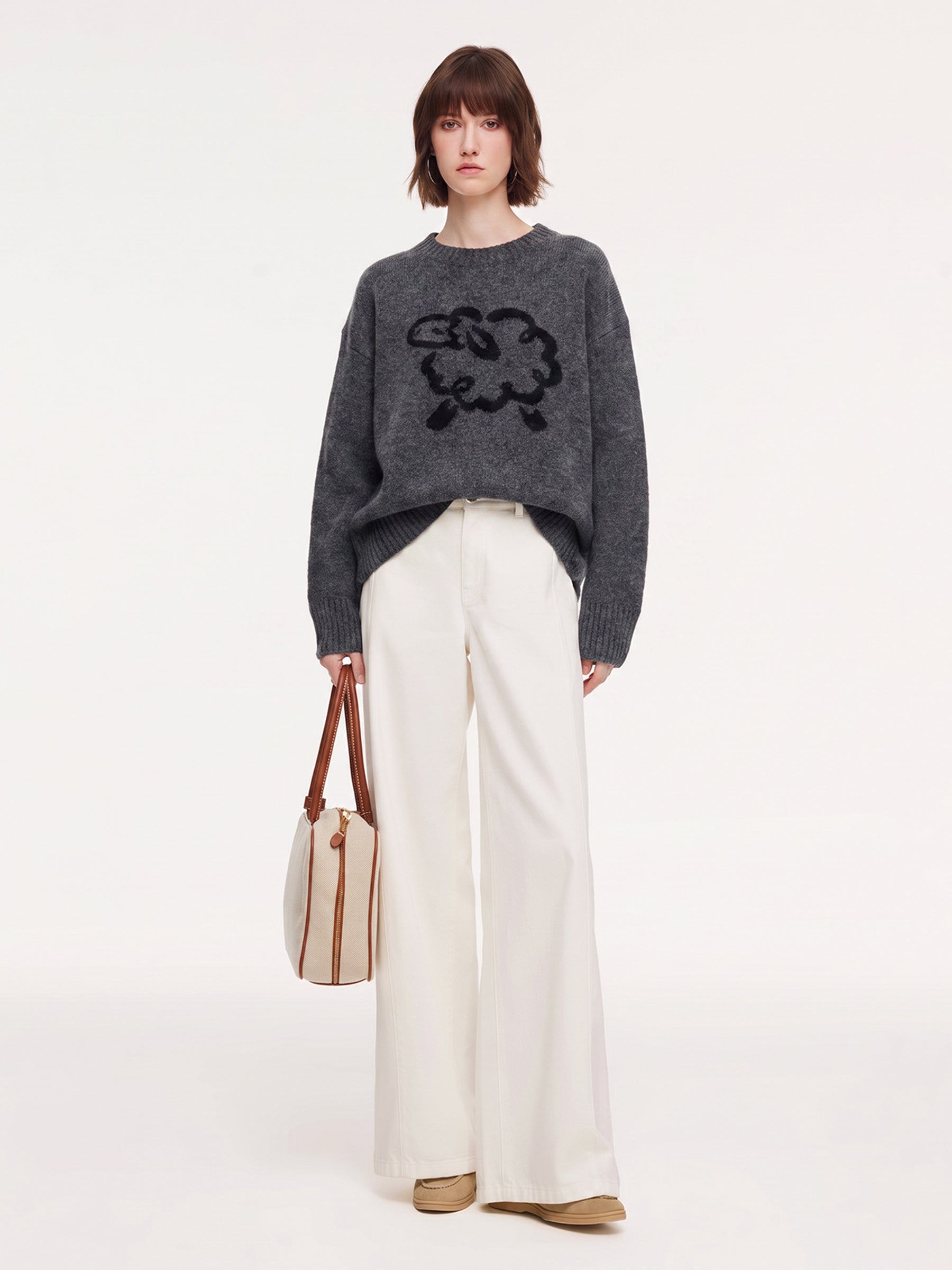 [Preview] Wool Blend Sheep Jacquard Women Sweater GOELIA