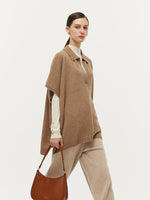 100% Cashmere Polo Collar Poncho Sweater GOELIA