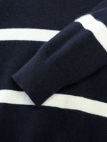 100% Wool Stripe Women Polo Sweater GOELIA