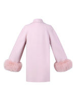 [Preview] Tencel Wool Tie-Neck Women Coat With Detachable Fur Cuffs GOELIA