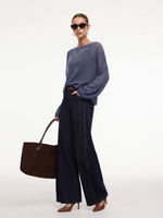 Cashmere Mulberry Silk Blend Boat Neck Women Knit Top GOELIA