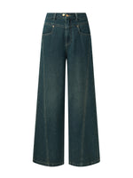 Denim Adjustable Waist Straight Wide Leg Women Jeans GOELIA