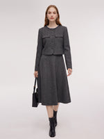 [Preview] Washable Wool Cropped Jacket And Sleeveless Dress Two-Piece Set GOELIA