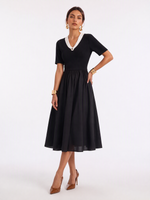 Lyocell Blend Patchwork Gather-Waisted Women Maxi Dress GOELIA