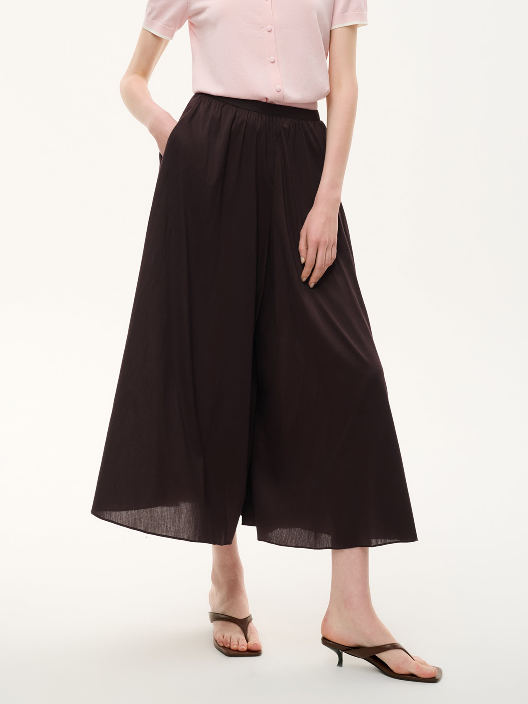 Cotton Blend A-Line Women Culottes GOELIA
