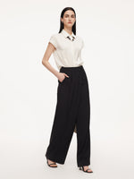 Four-Way Stretch Straight Leg Women Asymmetric Wrap Pants GOELIA