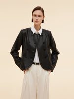 PU Leather H-Line Women Crop Jacket GOELIA