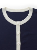 Lyocell Blend Contrast Trim Women Cardigan GOELIA