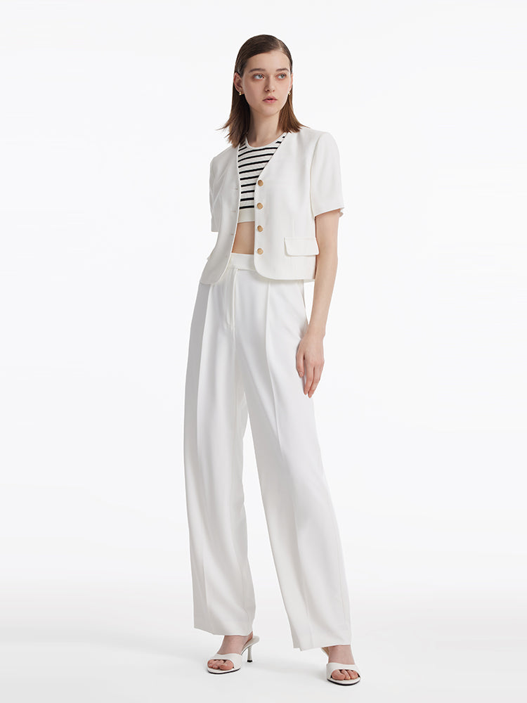 Acetate Single-Breasted Women Crop Blazer GOELIA