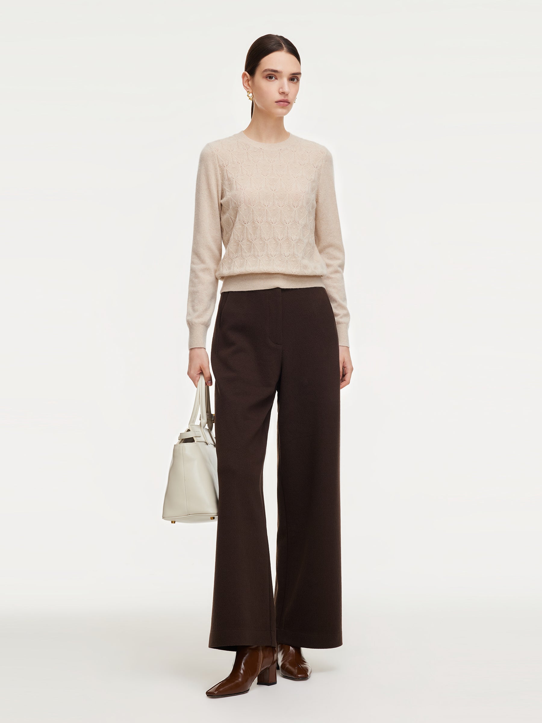 100% Cashmere Jacquard Women Sweater GOELIA