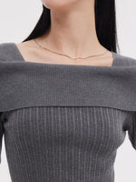Lyocell Blend Boat Neck Women Knit Top GOELIA