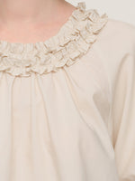 100% Cotton Ruffle Round Neck Top And A-Line Skirt Two-Piece Set GOELIA