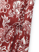 Marigold Floral Print Convertible Elastic Neck Women Maxi Dress GOELIA