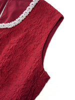 Jacquard Beaded Round Neck Women Sleeveless Mini Dress GOELIA