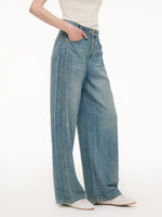 100% Cotton Denim Women Curved Leg Jeans GOELIA