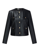 PU Leather Women Cropped Jacket GOELIA