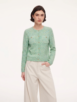 Melange Green Single Breasted Women Cardigan GOELIA