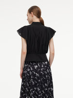 Lyocell Blend Ruffle Sleeve Women Blouse With Detachable Scarf Buckle GOELIA
