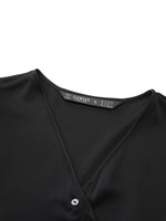 [Preview] 22MM Mulberry Silk Asymmetrical Hem Women Blouse With Ribbon GOELIA