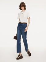 Acetate Blend Denim Adjustable Waist Women Ankle-Length Jeans GOELIA