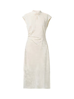 Jacquard Ruched Waist Women Qipao Maxi Dress GOELIA