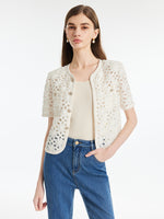 Openwork Single-Breasted Women Crop Jacket GOELIA