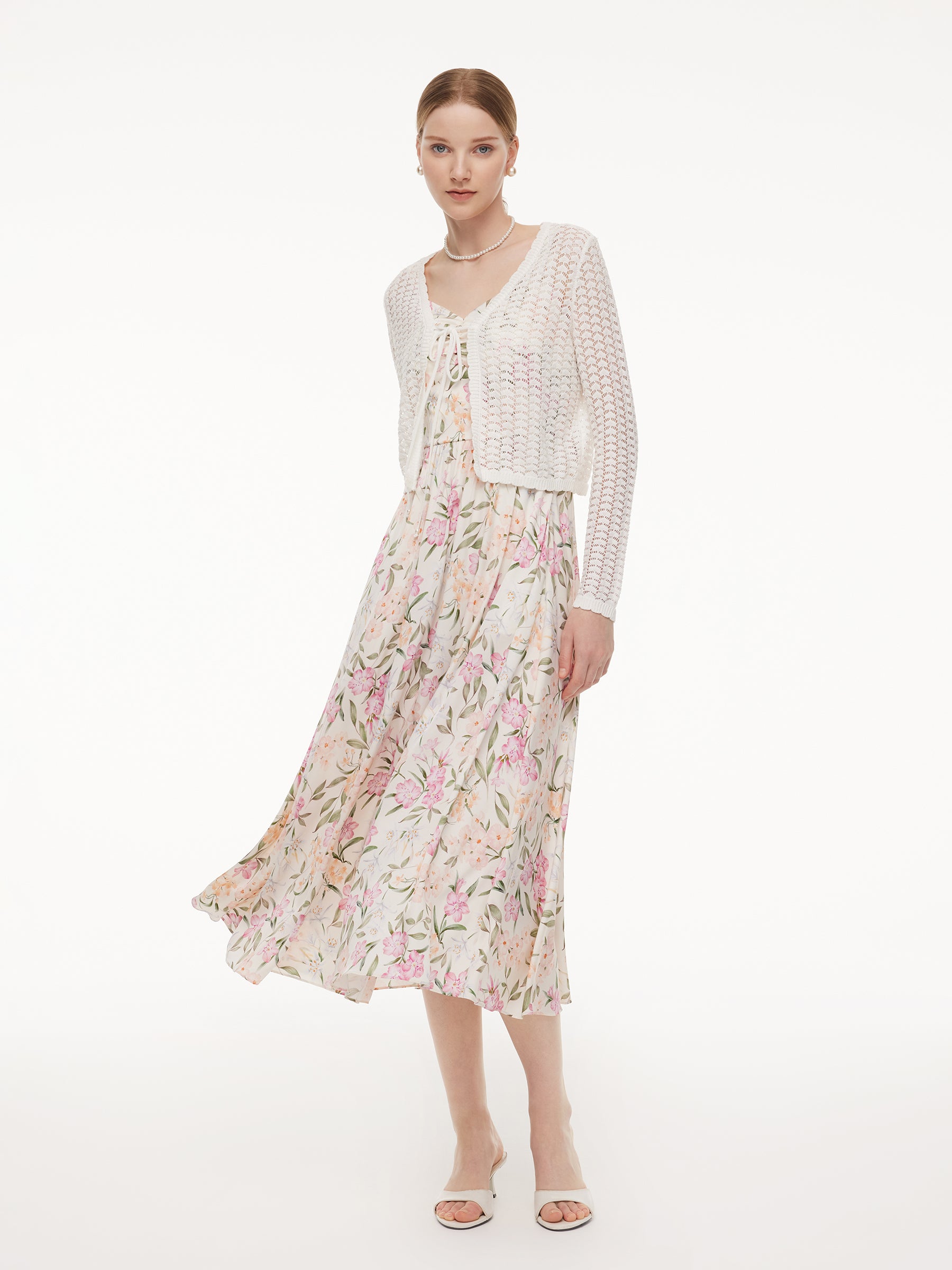 Lyocell Blend Crochet Women Open-Knit Cardigan GOELIA
