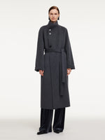 100% Wool Double-Faced Unisex Self-Tie Belt Overcoat GOELIA