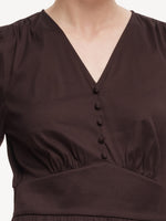 Cotton Blend V-Neck Women A-Line Tiered Maxi Dress GOELIA