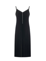 Silk Blend Spaghetti Strap Women Midi Velvet Dress GOELIA